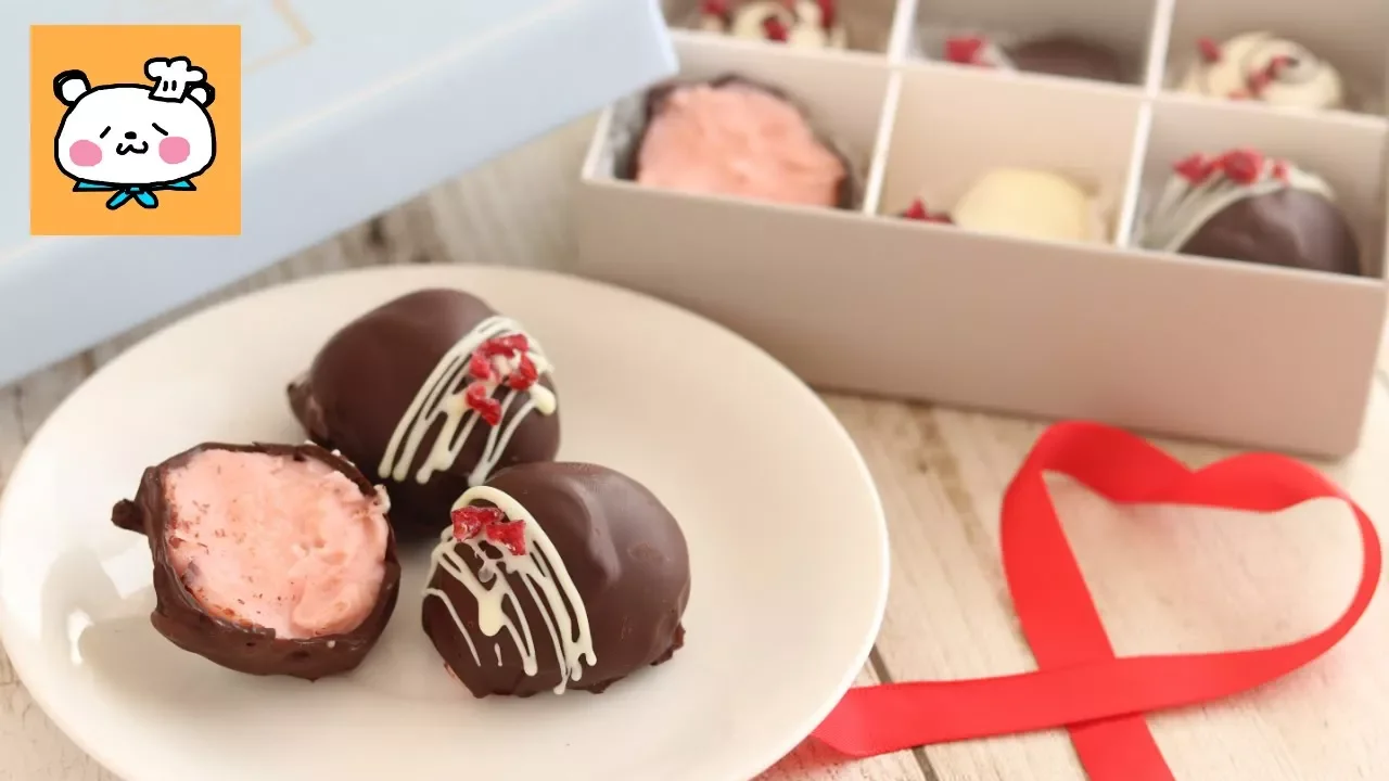 外パリっ♪中とろッ とろけるいちごとホワイトチョコの生チョコトリュフ