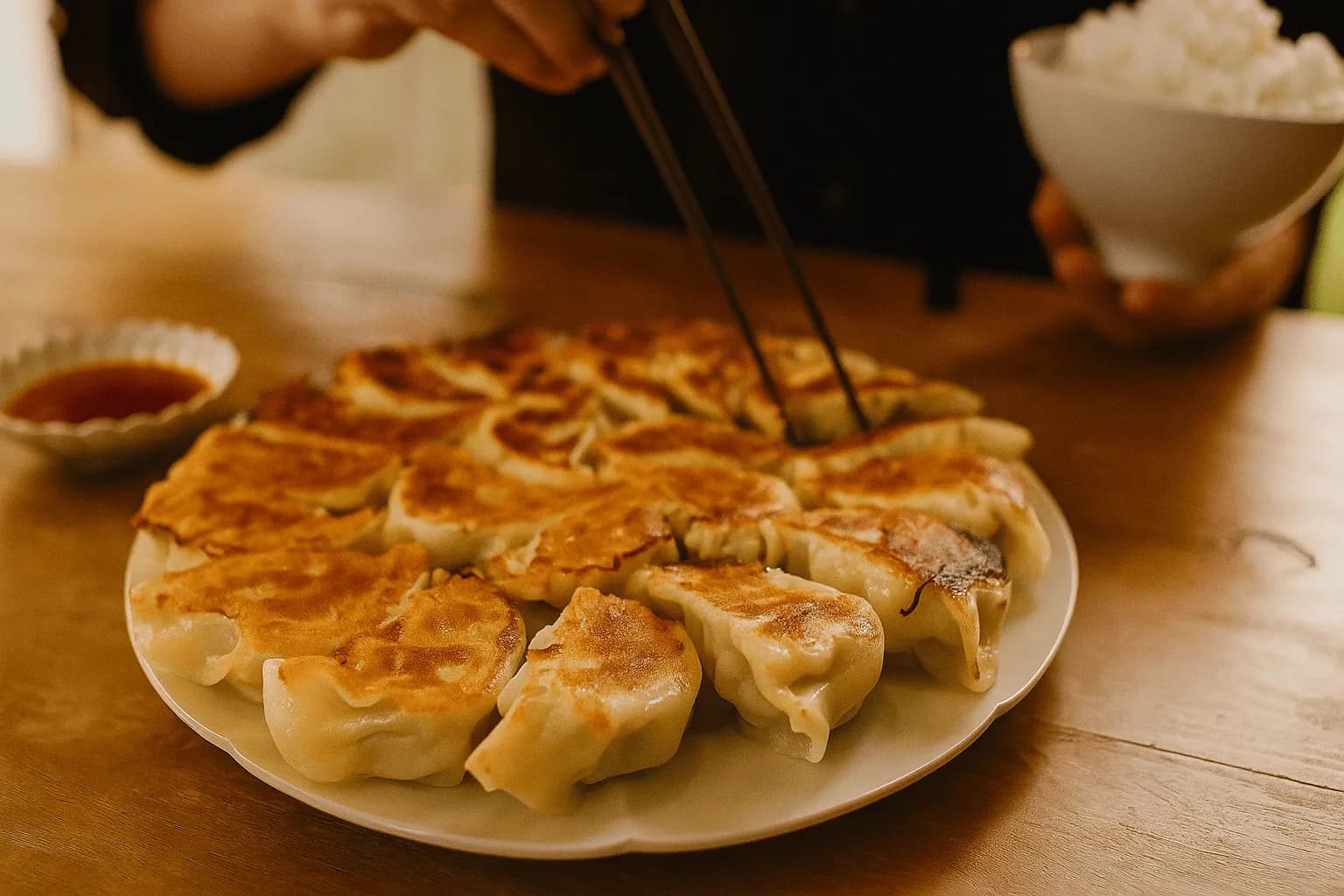 カリカリでジューシー:王道焼き餃子